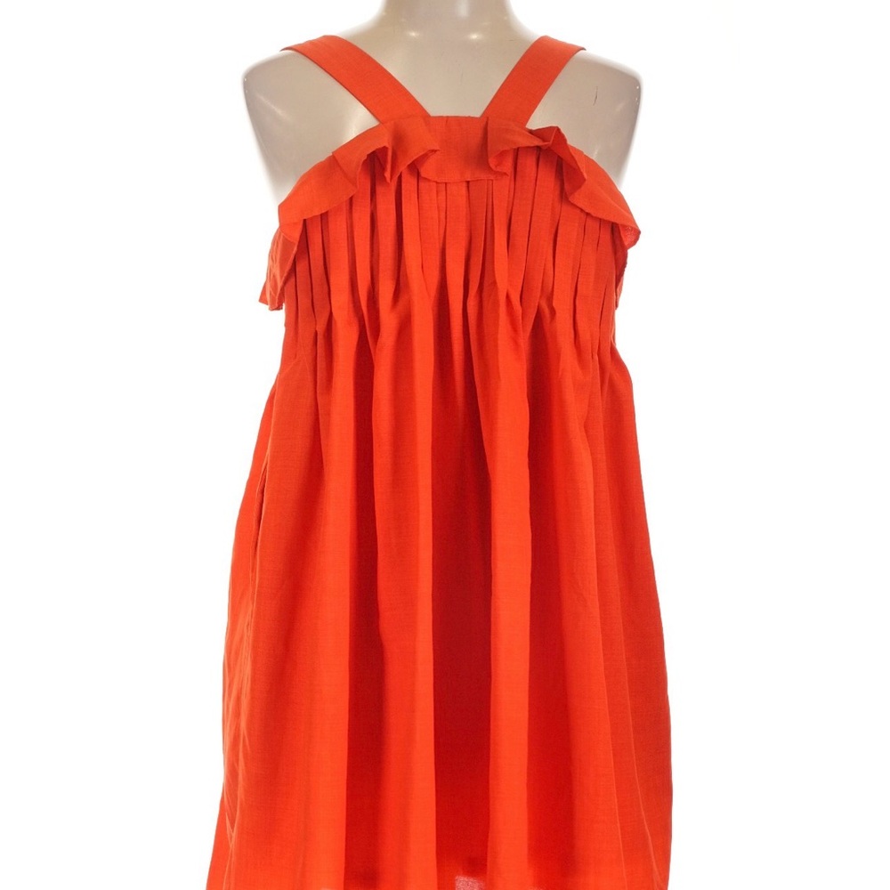 Listicle Bright Orange Ruffle-Trim Mini Dress